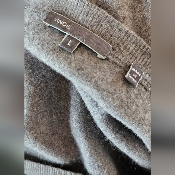 Vince Grey Wool Angora Blend Boat Neck High-Low Sweater Lg - Picture 7 of 8